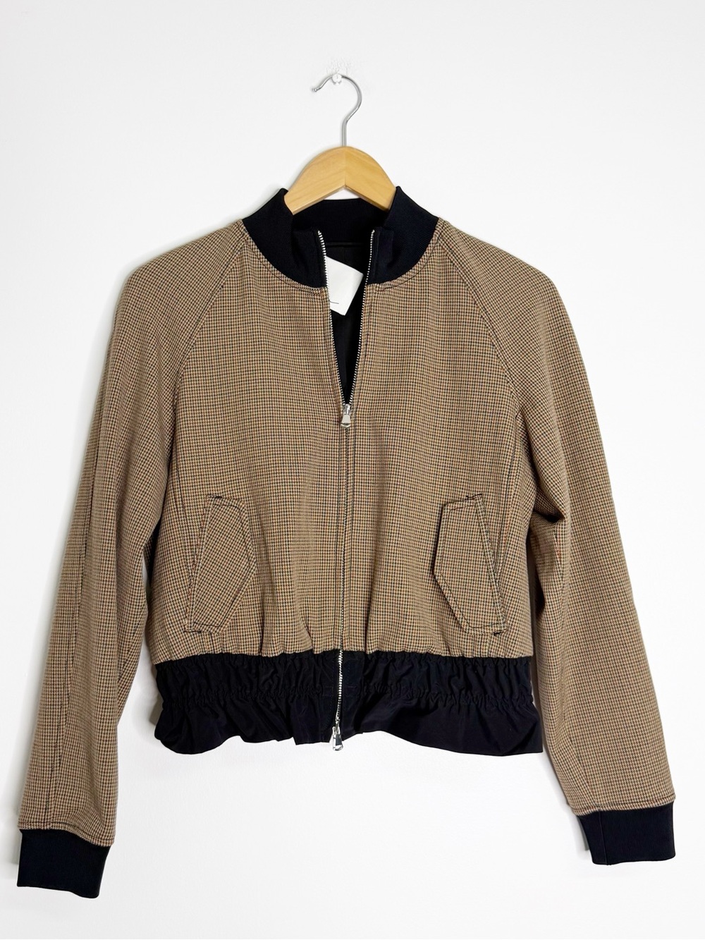 3.1 Phillip Lim Houndstooth Bomber Jacket Size 8 NWT Brown Black